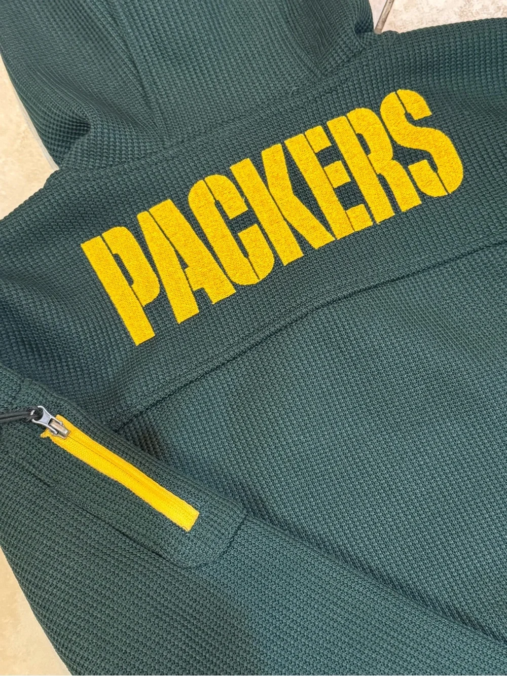 NFL Apparel Green Bay Packers Fleece Lined Woven 1/4 Zip Pullover Juniors Size L